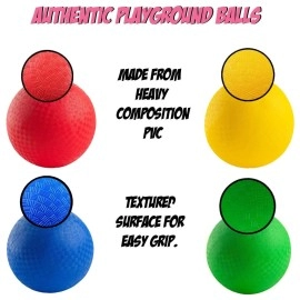 New Bounce Dodgeball Balls - (Heavy Duty - 400 Gram) Set of 4 PG8 Dodge-Ball Balls for Kids and Adults, 8.5 Inch Official Size for Dodgeball and Handball - Perfect for Camps and Schools