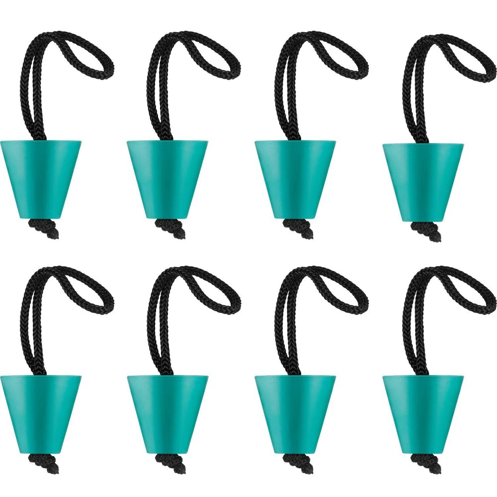8 Pieces Kayak Scupper Plug Kit Silicone Scupper Plugs Drain Holes Stopper Bung With Lanyard (Green)
