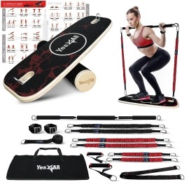 Yes4All Premium Surf Multi-Functional Balance Board Trainer Set For Full Body Workout, All-In-One Portable Home Gym System