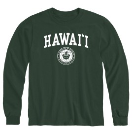 Ivysport University Of Hawaii Uh Warriors Long Sleeve Adult Unisex T-Shirt, Heritage, Hunter Green, X-Large