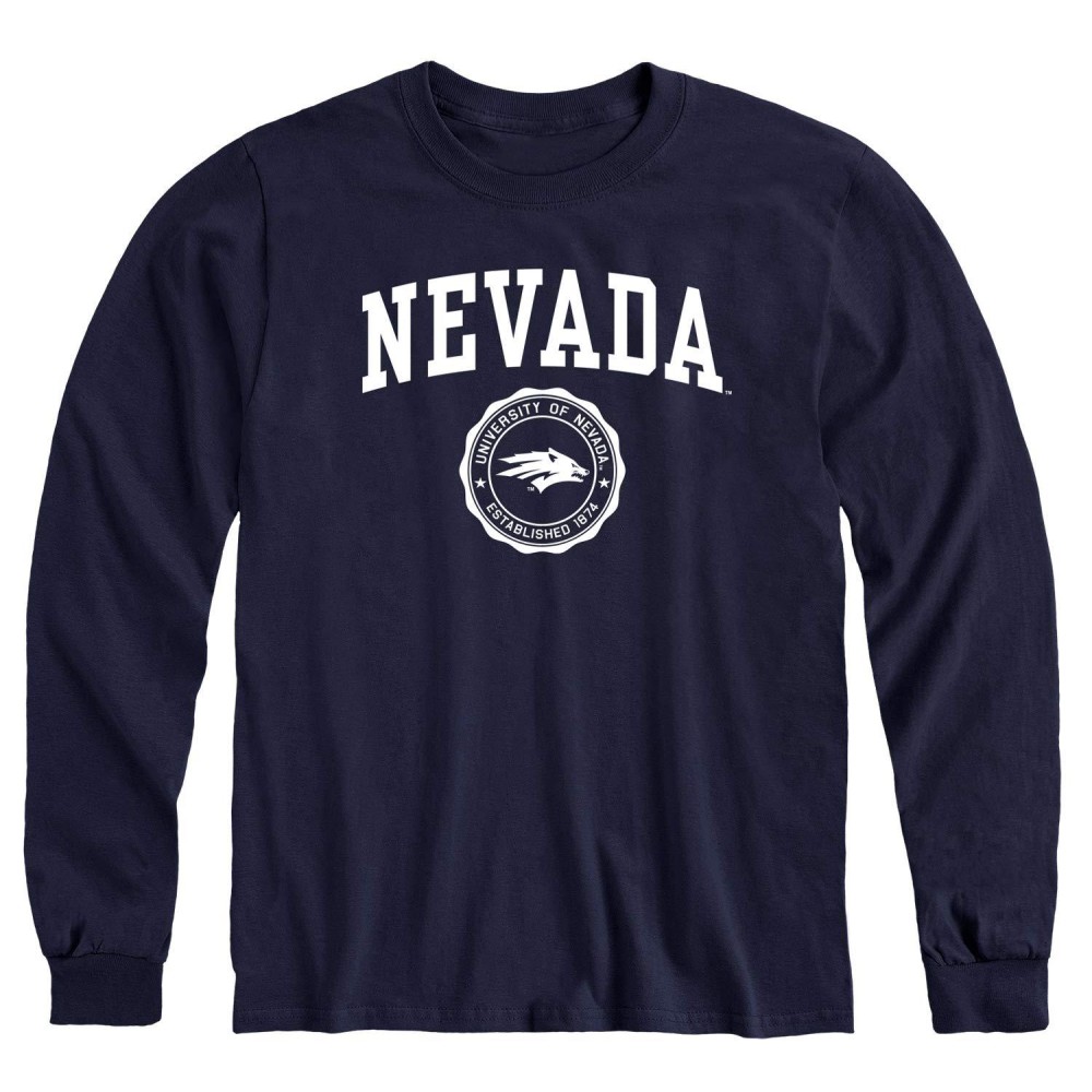 Ivysport University Of Nevada At Reno Wolfpack Long Sleeve Adult Unisex T-Shirt, Heritage, Navy, Medium