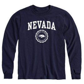 Ivysport University Of Nevada At Reno Wolfpack Long Sleeve Adult Unisex T-Shirt, Heritage, Navy, Medium