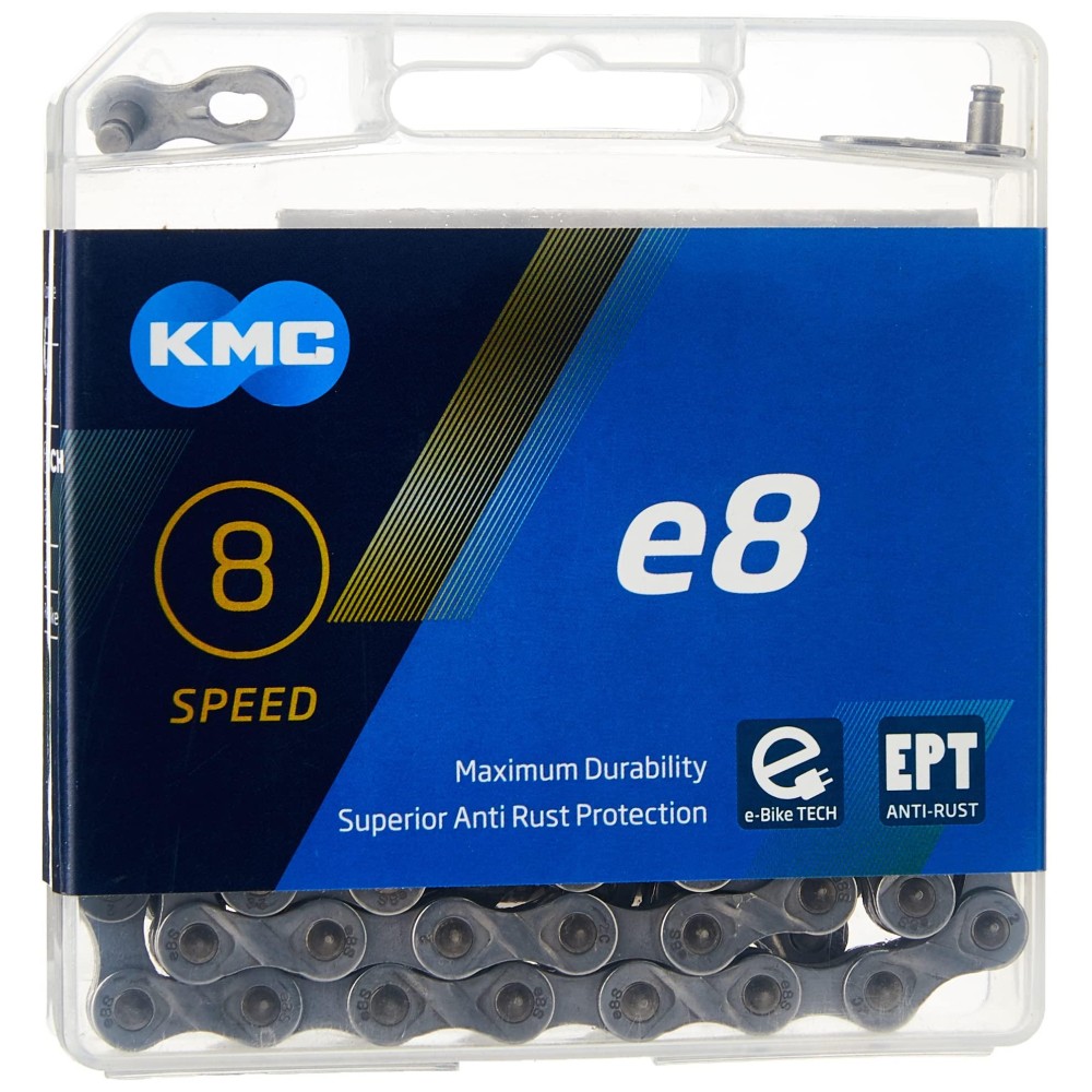 Kmc Unisexs E8 Ept 8 Speed Chain, Dark Silver, 122 Links