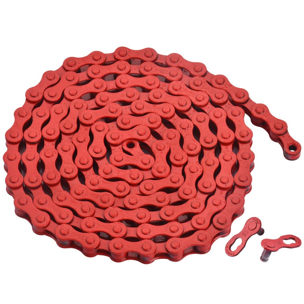 Zonkie Single-Speed Bicycle Chain 1/2 X 1/8 Inch 116 Links (Red, 1/2