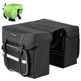 Baigio Bike Double Pannier Bags Waterproof Bicycle Rear Seat Panniers Pack With Reflective Stripe