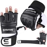 Sawans Punch Bag Boxing Gloves Karate Mitts Mma Body Combat Taekwondo Training Martial Art Fighting Grappling Muay Thai (M, Black)