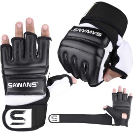 Sawans Punch Bag Boxing Gloves Karate Mitts Mma Body Combat Taekwondo Training Martial Art Fighting Grappling Muay Thai (M, Black)