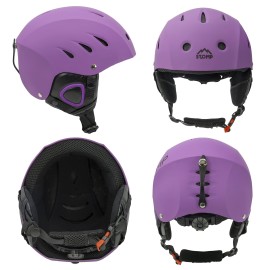 STOMP Ski & Snowboarding Snow Sports Helmet with Build-in Pocket in Ear Pads for Wireless Drop-in Headphone (Matte Purple, Small)