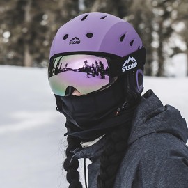 STOMP Ski & Snowboarding Snow Sports Helmet with Build-in Pocket in Ear Pads for Wireless Drop-in Headphone (Matte Purple, Small)