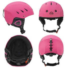 STOMP Ski & Snowboarding Snow Sports Helmet with Build-in Pocket in Ear Pads for Wireless Drop-in Headphone (Matte Pink, Small)