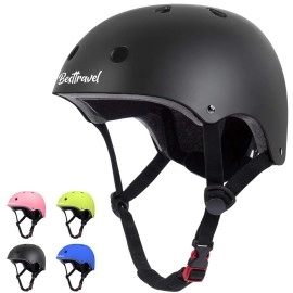 Besttravel Kids Helmet, Toddler Helmet Adjustable Toddler Bike Helmet Ages 3-8 Years Old Boys Girls Multi-Sports Safety (Black)
