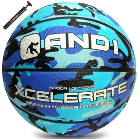 And1 Xcelerate Rubber Basketball: Official Regulation Size 7 (29.5 Inches)- Deep Channel Construction Streetball, Made For Indoor Outdoor Basketball Games