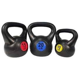Balancefrom Wide Grip 3-Piece Kettlebell Exercise Fitness Weight Set, Include 5 Lbs, 10 Lbs, 15 Lbs Or 10 Lbs, 15 Lbs, 20 Lbs, Multiple