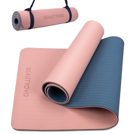 Yoga Mat With Strap, 1/3 Inch Extra Thick Double-Sided Non Slip, Professional Tpe Mats For Women Men, Workout Yoga, Pilates And Floor Exercises