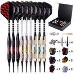 Darts Plastic Tip - Professional Soft Tip Darts Set For Electronic Dartboard 9 Pcs 18 Grams With 50 Extra Tips 9 Shafts 27 Flights Tool Kit Flight Protectors And Gift Darts Case (Gold)