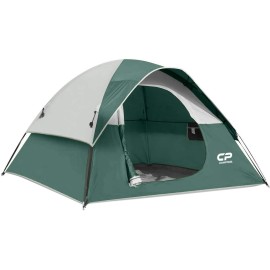 Campros Tent-3-Person-Camping-Tents, Waterproof Windproof Backpacking Tent With Top Rainfly, Easy Set Up Small Lightweight Tents, For All Seasons Hiking Beach Outdoor With 3 Mesh Windows - Dark Green