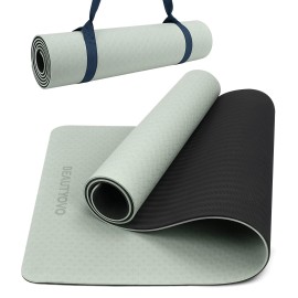 Yoga Mat With Strap, 1/3 Inch Extra Thick Yoga Mat Double-Sided Non Slip, Professional Tpe Yoga Mats For Women Men, Workout Mat For Yoga, Pilates And Floor Exercises
