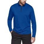 TSLA Men's Quarter Zip Thermal Pullover Shirts, Winter Fleece Lined Lightweight Running Sweatshirt, Fleece 1/4 Zip Sweatshirt Blue, Large