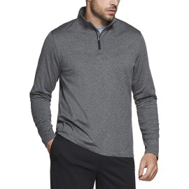 Tsla Mens Quarter Zip Thermal Pullover Shirts, Winter Fleece Lined Lightweight Running Sweatshirt, Fleece 14 Zip Sweatshirt Grey, Medium