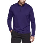Tsla Mens Quarter Zip Thermal Pullover Shirts, Winter Fleece Lined Lightweight Running Sweatshirt, Fleece 14 Zip Sweatshirt Purple, Large