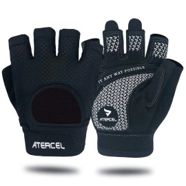 Atercel Weight Lifting Gloves Full Palm Protection, Workout Gloves For Gym, Cycling, Exercise, Breathable, Super Lightweight For Men And Women(Black, M)