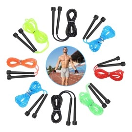 JUSDO 8 Pack Adjustable PVC Jump Rope for Cardio Fitness - Versatile Jump Rope for Both Kids and Adults Women Men Christmas Gift - Great Jump Rope for Exercise,9 Feet