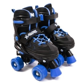 My X-Skate Adjustable Quad Roller Skates Black & Blue - Size 35-38