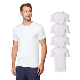32 Degrees Mens 4 Pack Cool Quick Dry Active Basic Crew T-Shirt White Medium