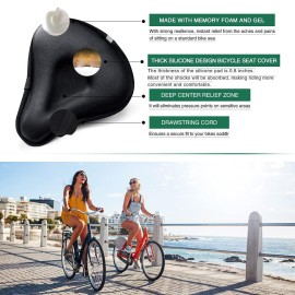 ANZOME Bike Seat Cushion, Wide Gel Bike Seat Cover & Extra Soft Gel Bike Seat Cushion for Women Men Everyone, Fits Spin, Stationary, Cruiser Bikes, Indoor Cycling(Waterproof Case Included)