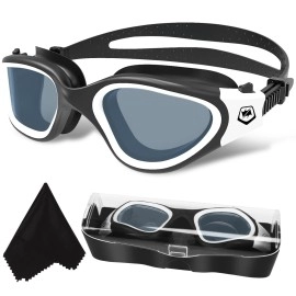 Win.Max Polarized Swimming Goggles Swim Goggles Anti Fog Anti Uv No Leakage Clear Vision For Men Women Adults Teenagers (Black&White/Polarized Smoke Lens)