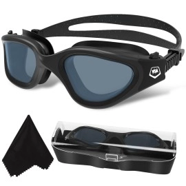 Win.Max Polarized Swimming Goggles Swim Goggles Anti Fog Anti Uv No Leakage Clear Vision For Men Women Adults Teenagers (All Black/Polarized Smoke Lens)