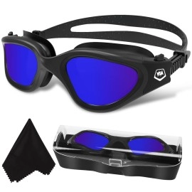 Win.Max Polarized Swimming Goggles Swim Goggles Anti Fog Anti Uv No Leakage Clear Vision For Men Women Adults Teenagers (All Black/Blue Polarized Mirrored Lens)