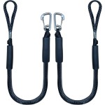 Bungee Dock Line With Hook , Black Mooring Rope For Boat 4 Ft 2 Pack & Black