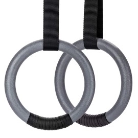 Pacearth Gymnastic Rings 1100Lbs Capacity With 14.76Ft Adjustable Buckle Straps Pull Up Exercise Rings Non-Slip Rings For Home Gym Full Body Workout (Gray)