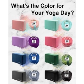 Tumaz Yoga Blocks 2 Pack with Strap Set, High Density/Lightweight EVA Foam Yoga Blocks or Non-Slip Solid Natural Cork Yoga Blocks Set & Premium Yoga Brick for All Yogi [E-Book Included]