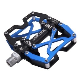 Mzyrh Mountain Bike Pedals, Ultra Strong Colorful Cnc Machined 916 Cycling Sealed 3 Bearing Pedals (Blue Black Black)