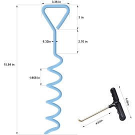 Eurmax Usa Trampoline Stakes Heavy Duty Trampoline Parts Corkscrew Shape Steel Stakes Anchor Kit With T Hook For Trampolines -Set Of 4 Bonus 4 Strong Belt,Blue