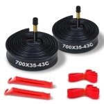 Bike Inner Tube 700X38C/35C/40C/43C With Rim Strip & Tire Lever - Schrader Valve A/V 48L 48Mm - 2 Pack