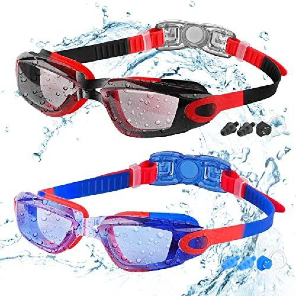 Cooloo Kids Swim Goggles, 2 Packs Swimming Goggles For Kids Girls Boys And Child Age 4-16