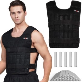 Adjustable Weighted Vest 44Lb Workout Weight Vest Training Fitness Weighted Jacket For Man Woman (Included 96 Steel Plates Weights)