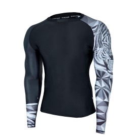 Huge Sports Wildling Series Uv Protection Quick Dry Compression Rash Guard(Tiger,2Xl)
