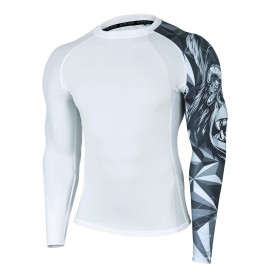 Huge Sports Wildling Series Uv Protection Quick Dry Compression Rash Guard(White King Kong,S)