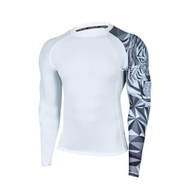 Huge Sports Wildling Series Uv Protection Quick Dry Compression Rash Guard(White Tiger,S)