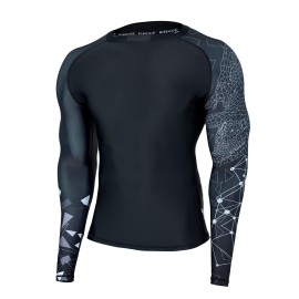 Huge Sports Wildling Series Uv Protection Quick Dry Compression Rash Guard(Lined Alligator,S)