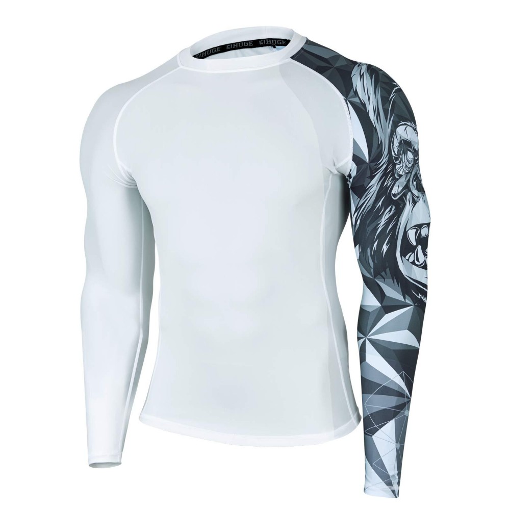 Huge Sports Wildling Series Uv Protection Quick Dry Compression Rash Guard(White King Kong,M)