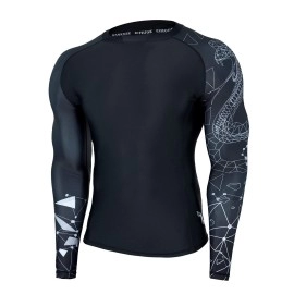 Huge Sports Wildling Series Uv Protection Quick Dry Compression Rash Guard(Lined Cobra,3Xl)