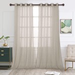 Bonzer Burlap Linen Sheer Curtains For Living Room - Grommet Top Sheer Drapes 120 Inches Length Light Filtering Voile Window Curtain For Bedroom, Set Of 2 Panels (54 X 120 Inch, Linen)
