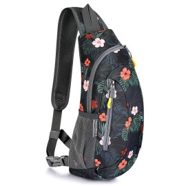 G4Free Sling Bags Men And Women Shoulder Backpack Small Cross Body Chest Sling Backpack(Black Base Floral)