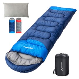 Bisinna Sleeping Bag With Pillow - 4 Season Backpacking Sleeping Bag Lightweight Waterproof Warm And Washable For Adults, Kids, Women, Men'S Outdoors Camping, Hiking, Mountaineering