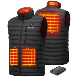 Tidewe Mens Lightweight Heated Vest With Battery Pack (Black, Size Xxl)